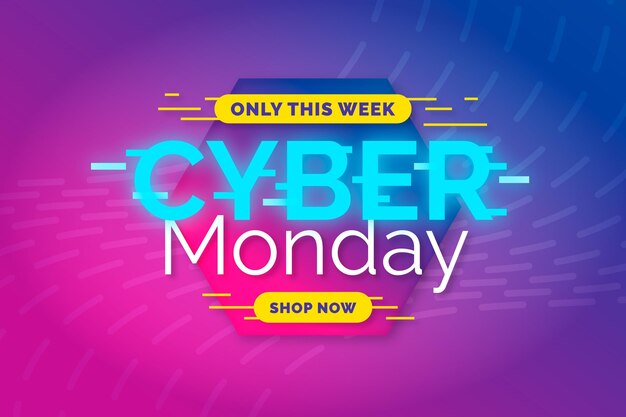 Flat design banner cyber monday template