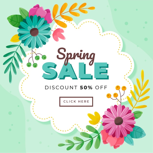 Flat design banner spring sale discount