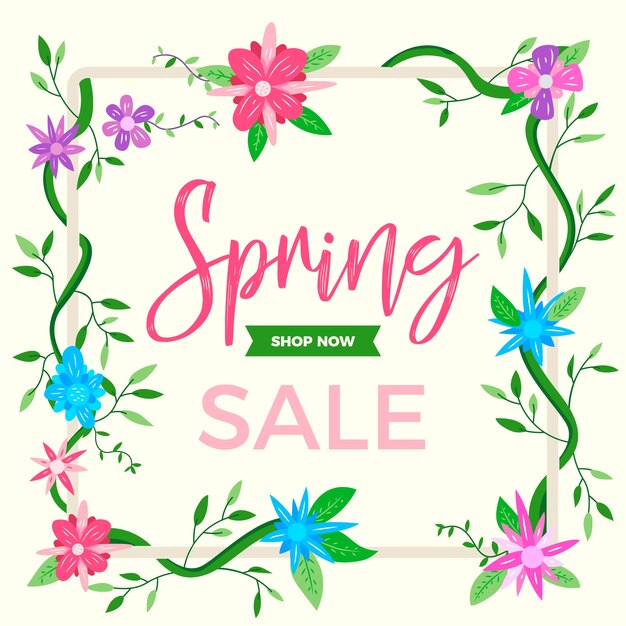 Flat design banner spring sale