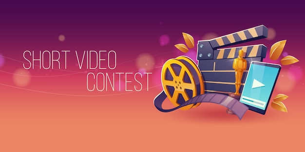 Flat design banner video contest