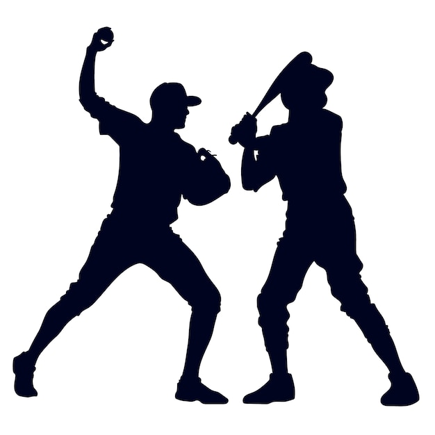 Flat design  baseball player silhouette illustration