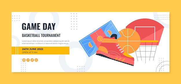 Flat design basketball facebook cover template