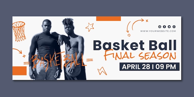 Flat design basketball facebook cover