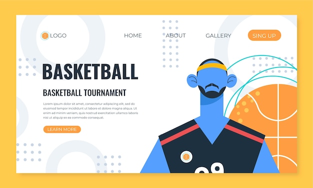 Flat design basketball landing page template