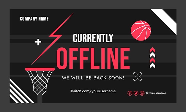 Free Vector flat design basketball offline twitch background