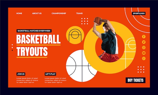 Flat design basketball template