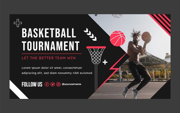 Flat design basketball tournament facebook post