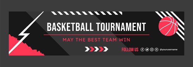 Flat design basketball tournament twitch banner