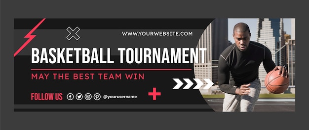 Flat design basketball tournament twitter header