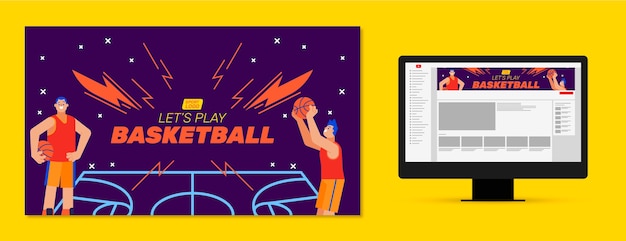 Flat design basketball youtube channel art