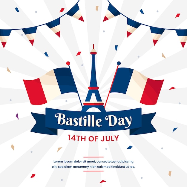 Flat design bastille day concept