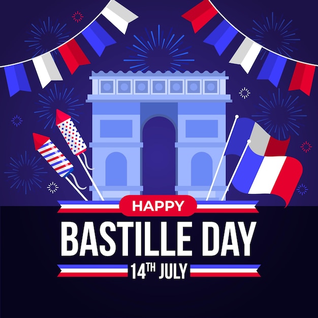 Flat design bastille day