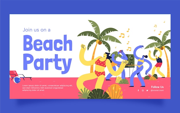 Flat design beach club facebook post