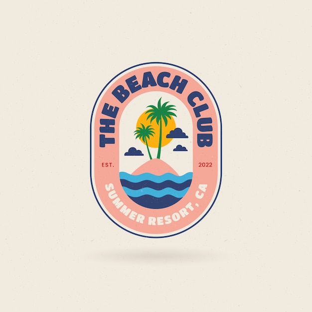 Flat design beach club logo design