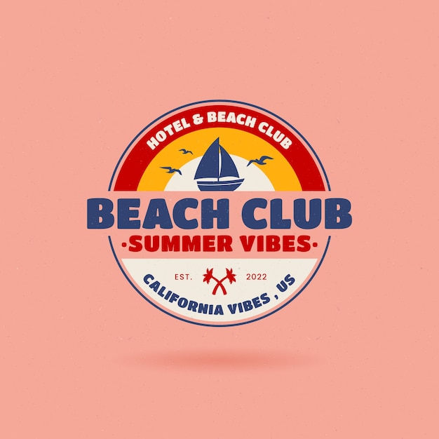 Flat design beach club logo design