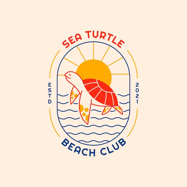 Flat design beach club logo design