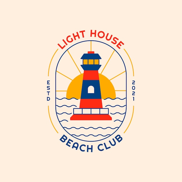 Flat design beach club logo design