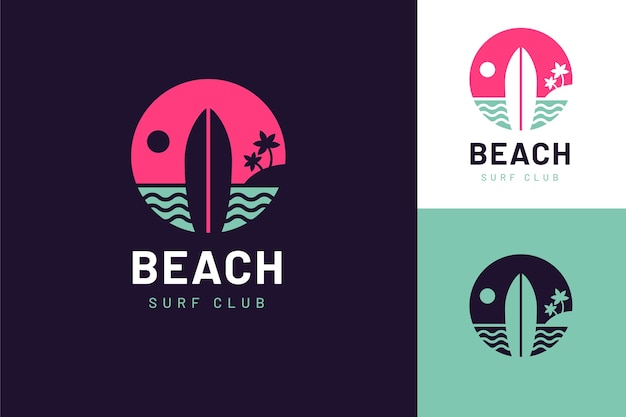 Flat design beach club logo template