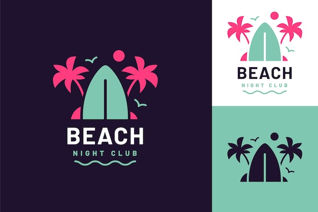 Flat design beach club logo template