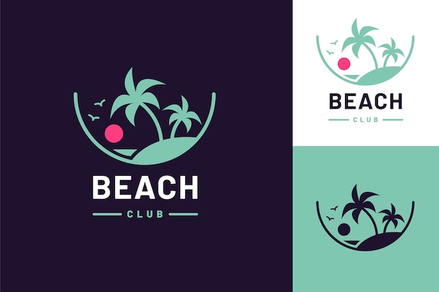 Flat design beach club logo template