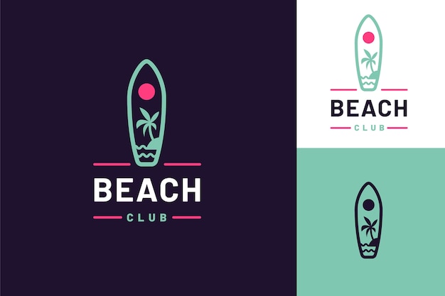 Flat design beach club logo template