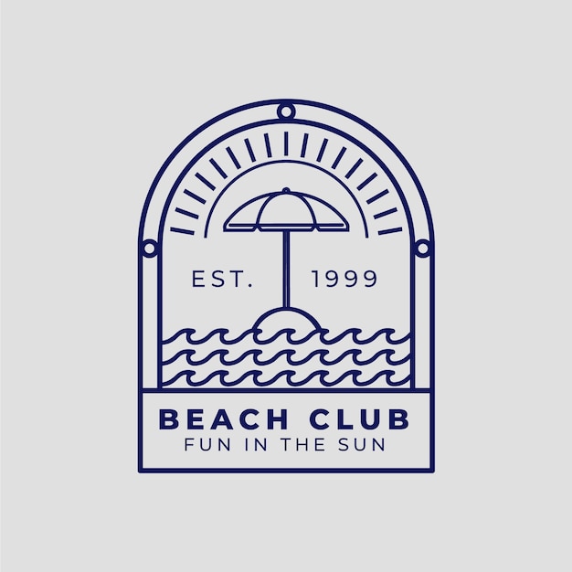 Flat design beach club logo template