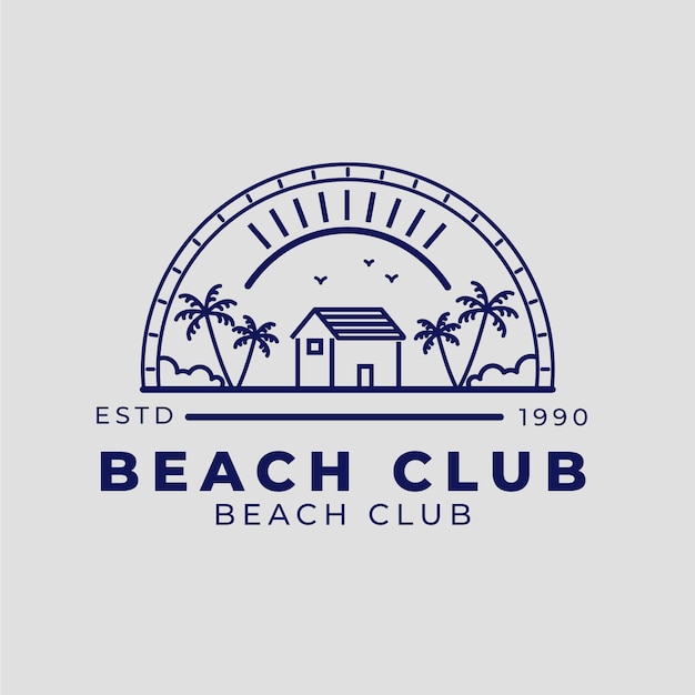 Flat design beach club logo template