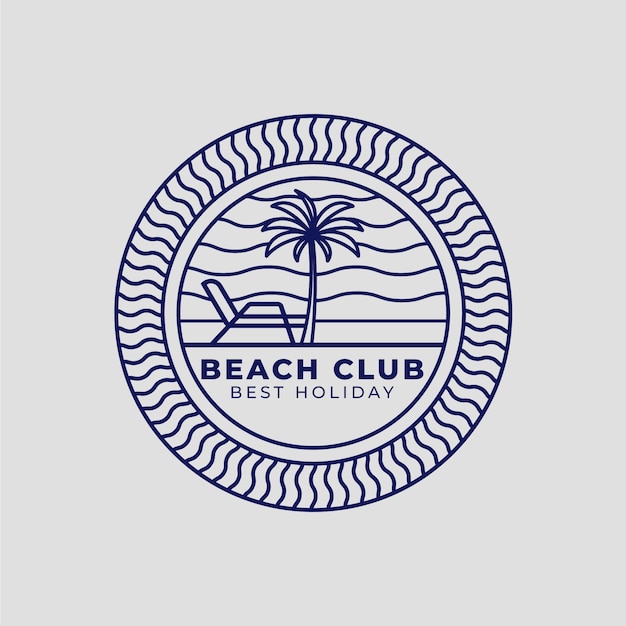 Flat design beach club logo template