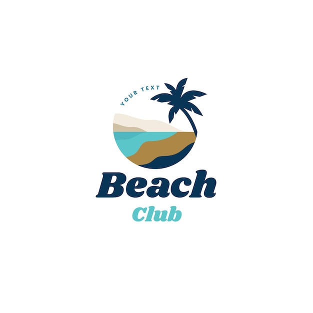 Flat design beach club logo template