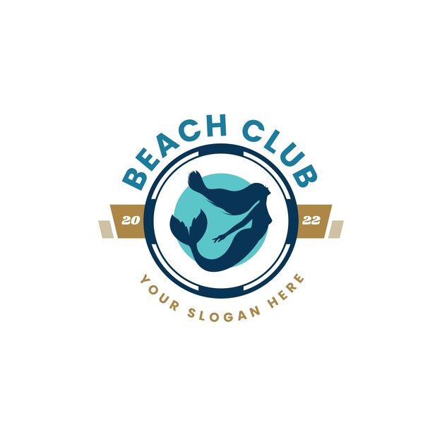 Flat design beach club logo template