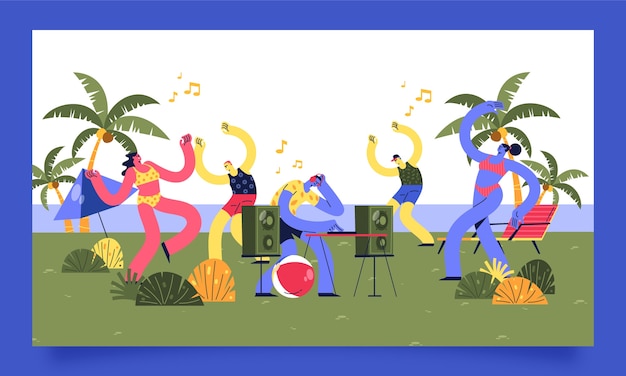 Flat design beach club twitch background