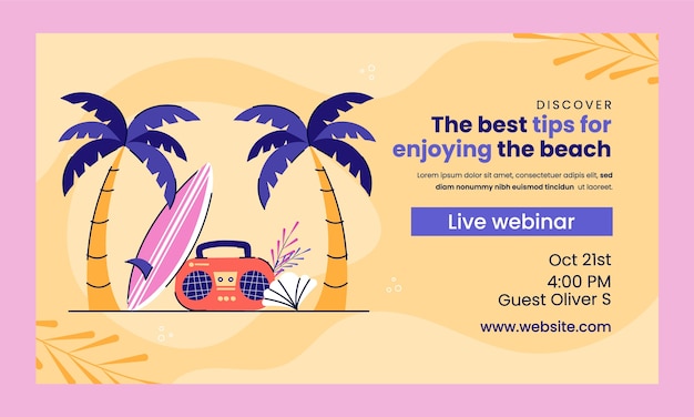 Free Vector flat design beach club webinar template