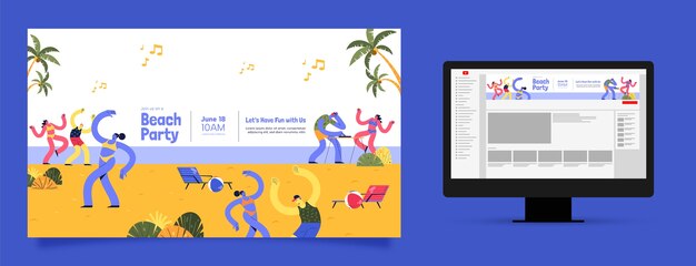 Flat design beach club youtube channel art