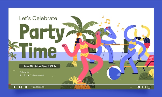 Flat design beach club  youtube thumbnail