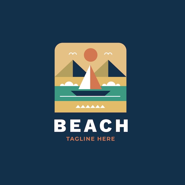 Flat design beach logo template