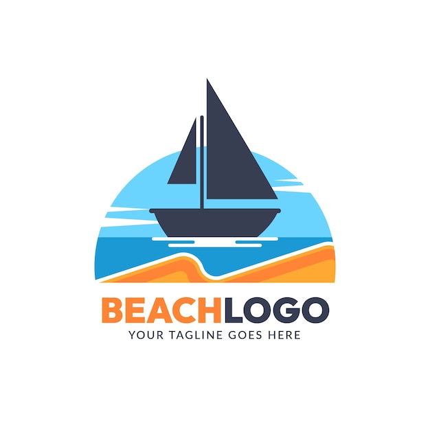 Free vector flat design beach logo template