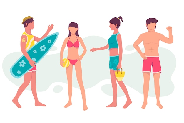 Flat design beach people pack