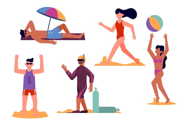 Free Vector flat design beach people