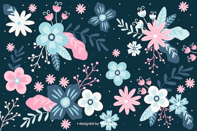 Flat design of beautiful floral background