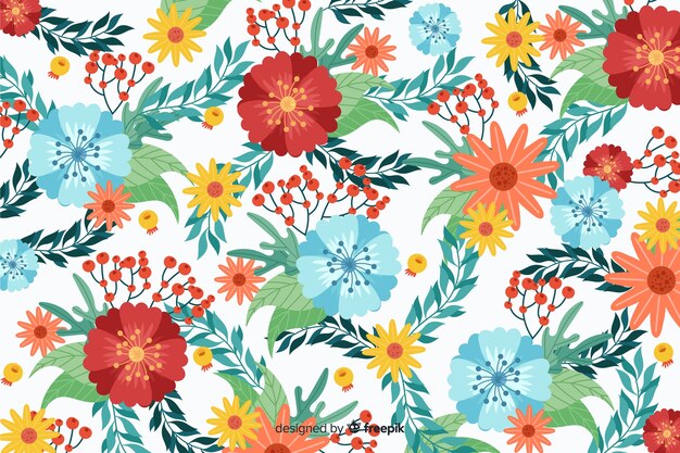 Flat design beautiful floral background