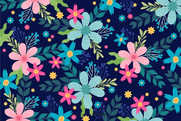 Flat design beautiful floral background