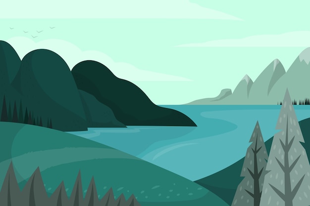 Flat design of beautiful landscape