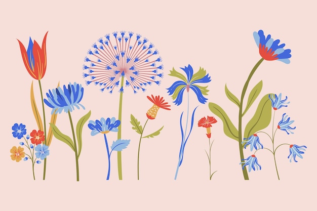 Free Vector flat design beautiful spring flower collection