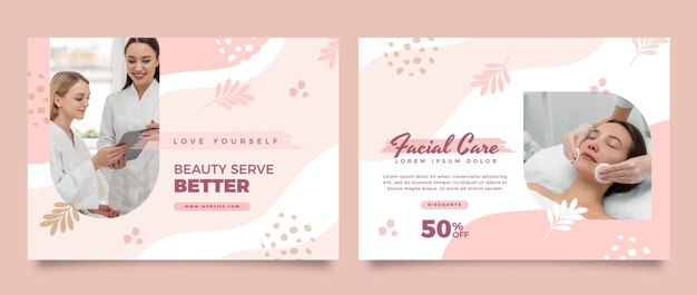 Flat design beauty salon floral brochure