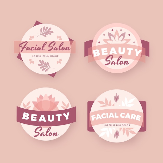 Free Vector flat design beauty salon labels pack