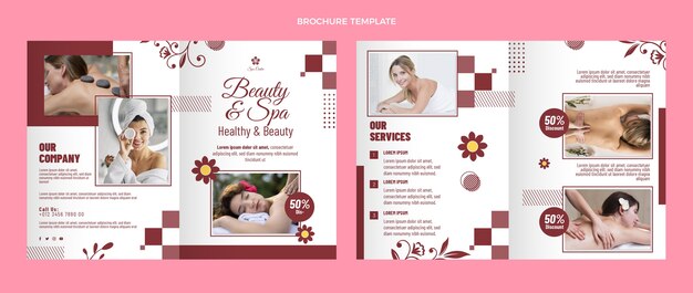 Flat design beauty spa brochure template