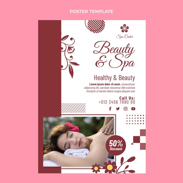 Flat design beauty spa poster template