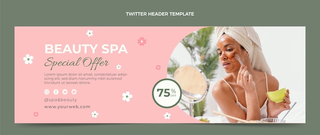 Free Vector flat design beauty spa twitter header