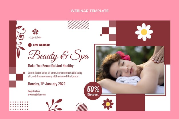 Flat design beauty spa webinar template