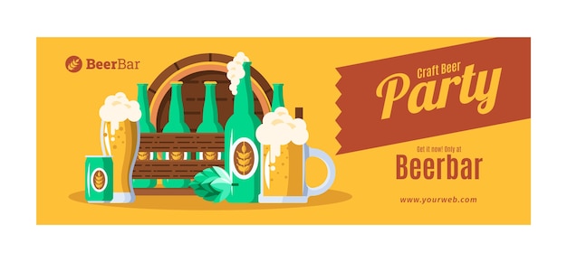 Free Vector flat design beer bar facebook cover